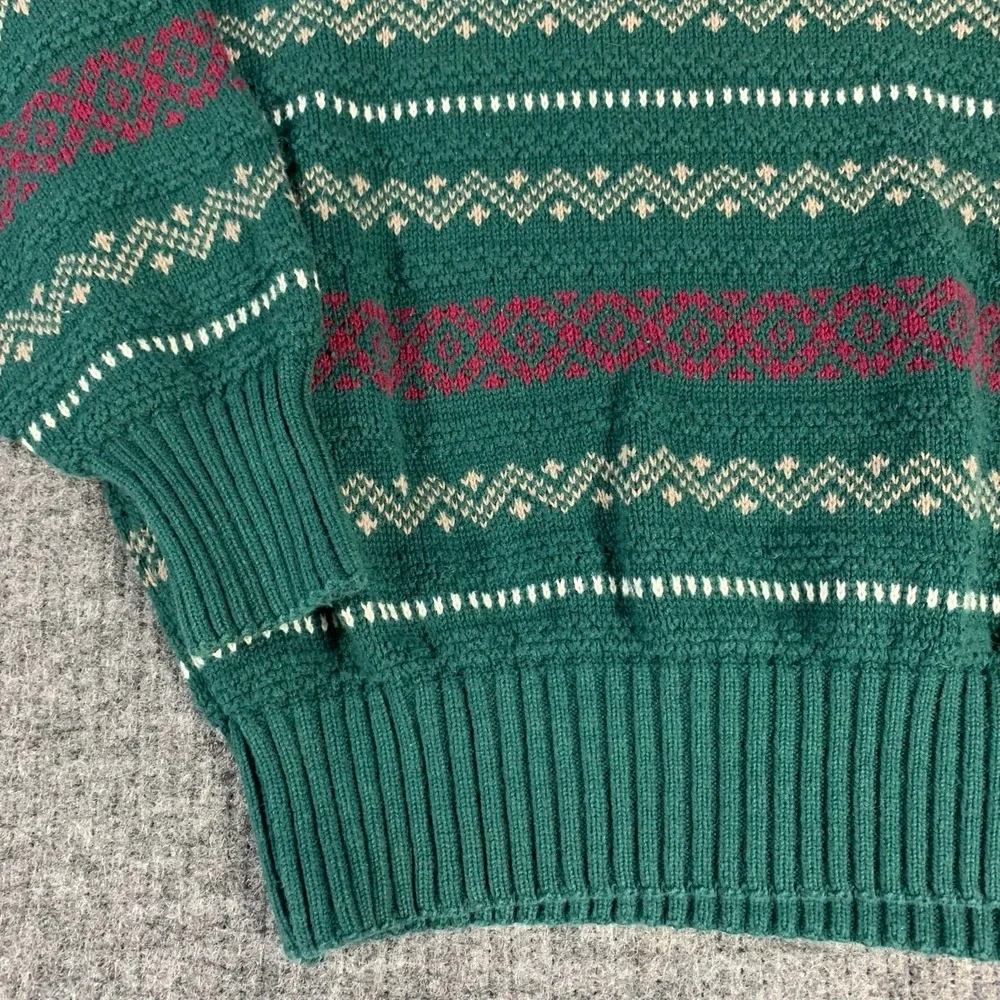 VTG American Eagle Sweater Mens Medium Green‎ Fair Isle Nordic Outdoors USA 90s